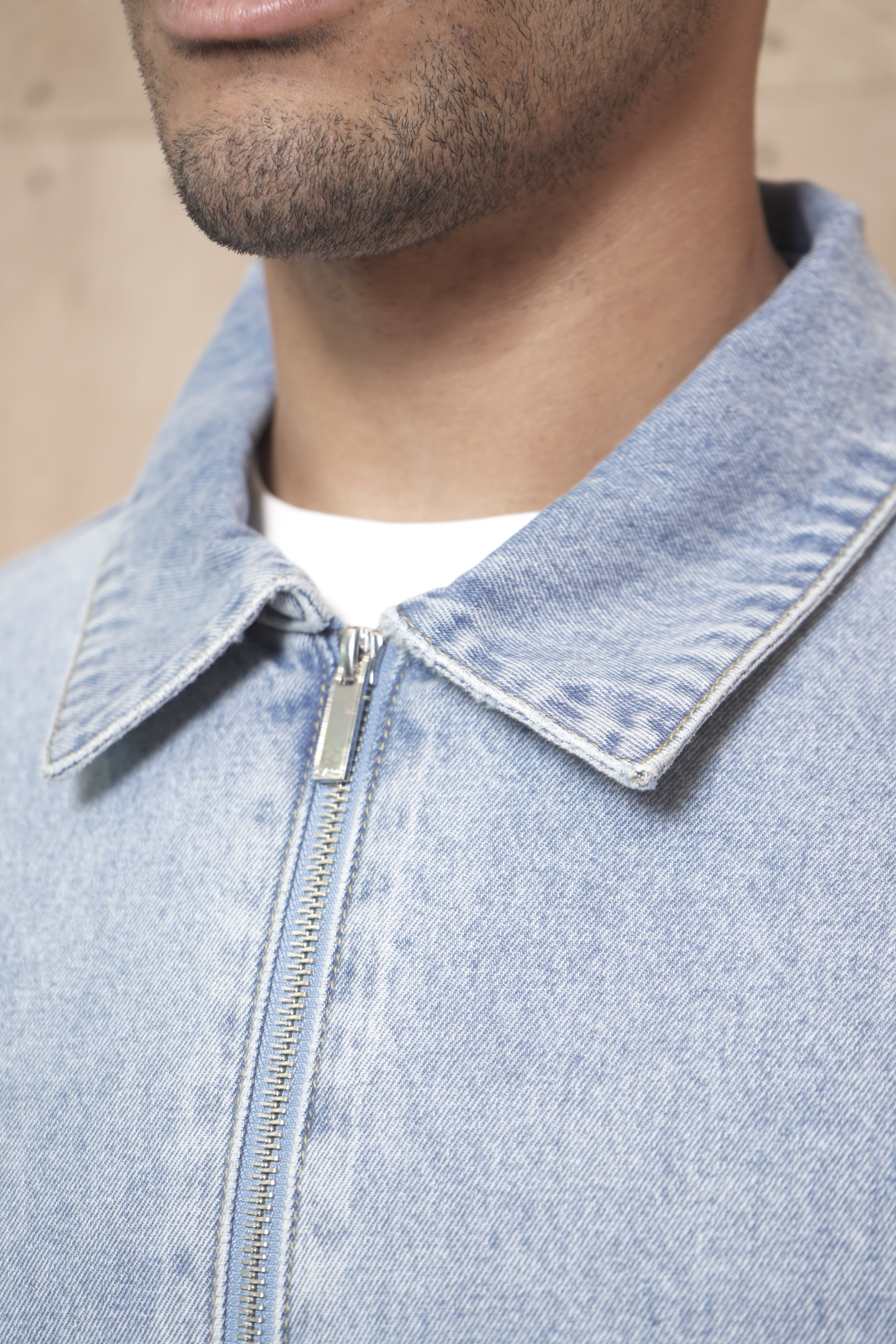 CAPO Denim Washed Blue Zip-Up Jacket